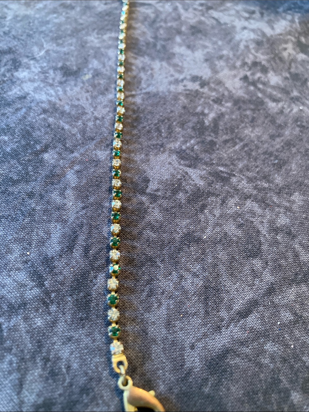 Gold Tone Tennis Bracelet with Green and White Accents - Women Jewelry